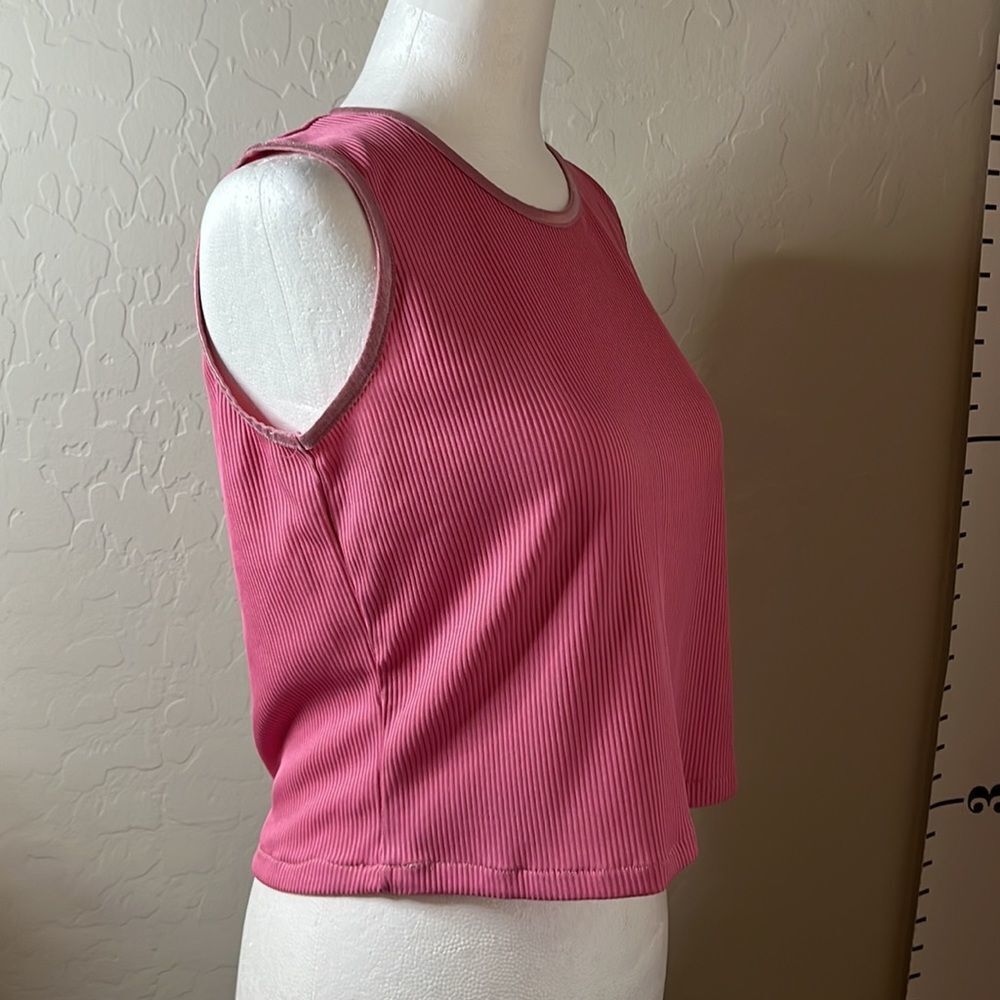 Allison Daley Petite pink ribbed top with satin trim sleeveless scoopneck SZ PS - Picture 5 of 9